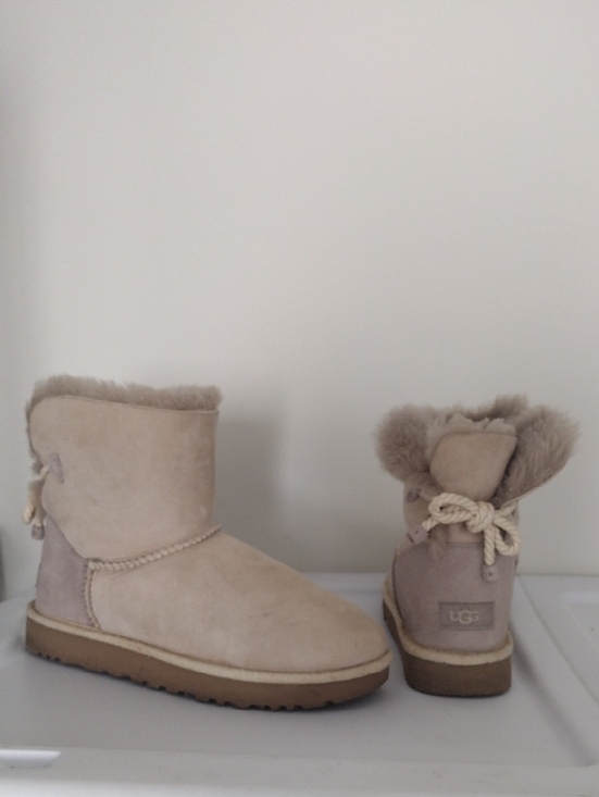 UGG Shoes - UGG Women's Selene Bailey Bow Nautical Rope Suede Boots in Oyster Size 10